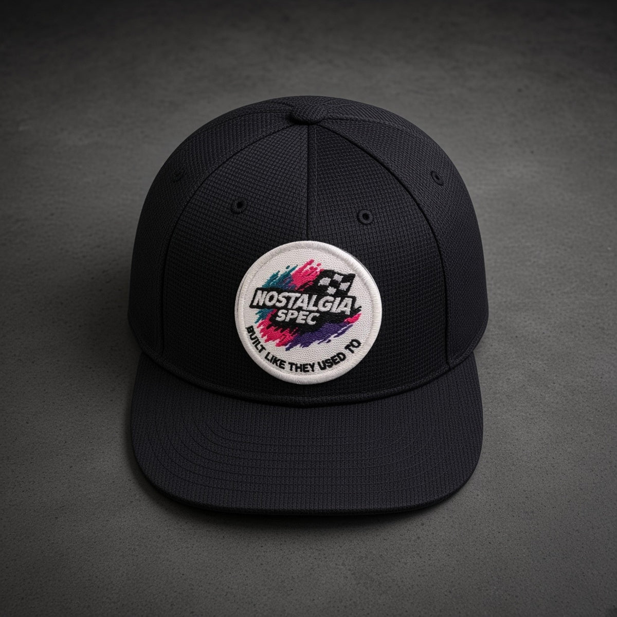 Nostalgia Spec Heritage Patch Hat, overhead product photo