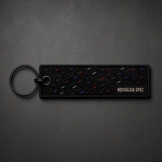 Nostalgia Spec Dealer Keychain, confetti, overhead product photo